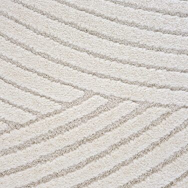 Килим Everest - сучасний короткий ворс для вітальні та спальні з ефектом висоти-глибини, 3D ефект, висока щільність ворсу та приємна м'якість, дизайн Panglao, кремовий (140 x 200 см)