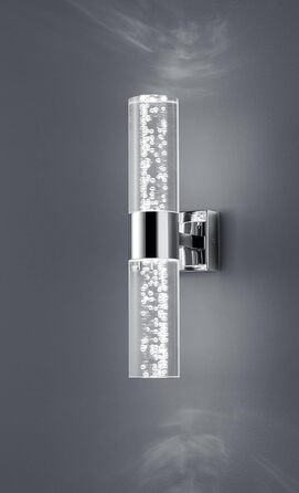 Trio Leuchten LED Bathroom Wall Light Bolsa 282410106, Chrome, Clear Acrylic with Bubbles, 3.2 Watt (2-Light Wall Light)