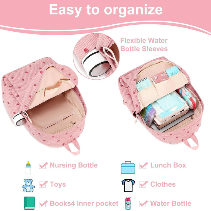 Шкільний рюкзак LOIDOU для дівчаток та хлопчиків-підлітків. Легкий, водонепроникний, з дизайном у вигляді сітки. Колір: коричнево-білий (клубнично-рожевий)