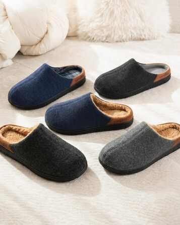 Чоловічі в'язані домашні капці LongBay з піною Memory Foam, дихаючі, для дому та вулиці, розмір 44 EU, чорні