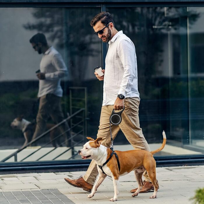 Висувна собача шлейка 8м, високоякісна, для собак до 50кг (сіра, фіолетова)