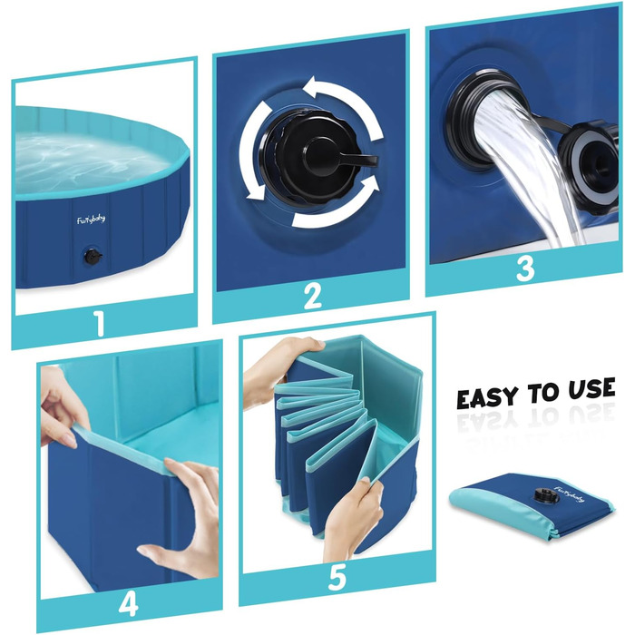 Foldable Dog Pool for Dogs, Dog Cushion Pool, Portable, for Dog Bathing, Plastic, Large, Hard, Children's Pool (100 x 30 cm) (Small(80 x 20cm), Blue)