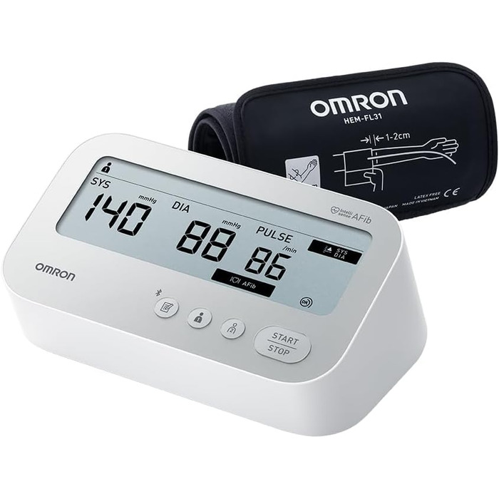 Тонометр OMRON X4 Connect AFib з Bluetooth та мобільним додатком, виявлення фібриляції передсердь (AFib) | клінічно перевірений | для діабетиків та вагітних | манжета 22-42 см