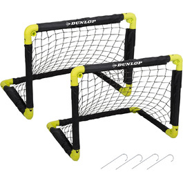 Dunlop 2-Pack Soccer Goal Set - Foldable Football Goal for Kids - Indoor/Outdoor Training Accessory - Black/Yellow 50x44x44cm