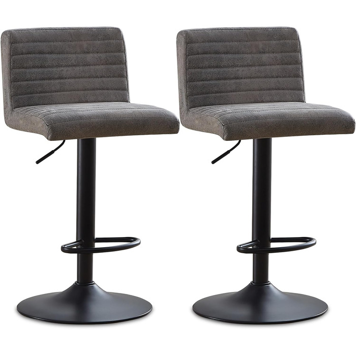 JYMTOM Adjustable Bar Stools Set - 360° Swivel Velvet Padded Counter Stools for Bar, Kitchen, Bistro, Cafe & Dining Room (2, Grey)