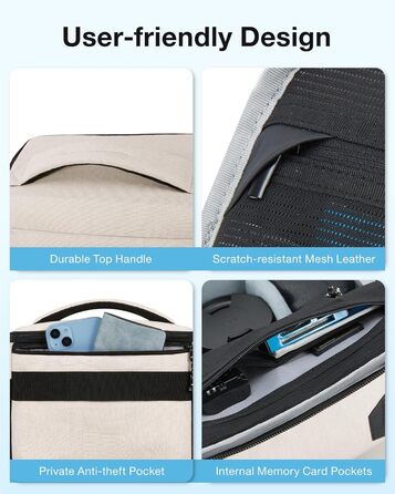 Сумка для камери Bagsmart: водонепроникна фотосумка для DSLR/SLR з дощовиком (сірий/бежевий)