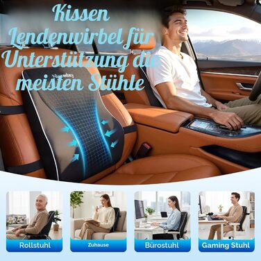 Подушка для попереку Niceeday для офісного крісла та авто з піни Memory Foam, дихаюча 3D сітка, підтримка спини