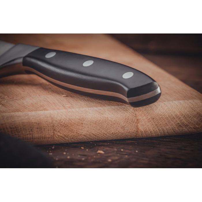 Ніроста Кухонний ніж Trinity 34 см - високоякісна нержавіюча сталь, професійна якість, для овочів, фруктів та іншого, ручне заточування Taper, важка ручка з захистом пальців