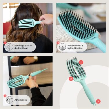 Щітка для волосся Olivia Garden Care Iconic з щетиною кабана та нейлону - для гладкого та блискучого волосся (М'ятний, Середній)