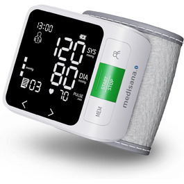 Тонометр на зап'ястя Medisana BW 360 connect з Bluetooth, пульсометром, світлодіодною шкалою та пам'яттю, з коробкою для зберігання