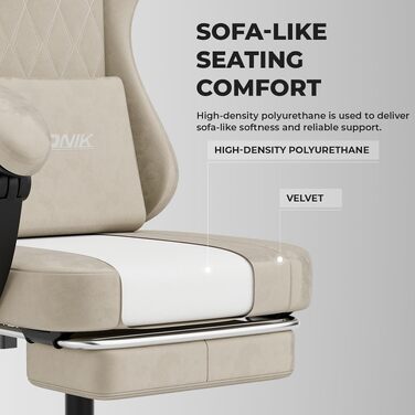 Ігрове крісло Ergonomic Gaming Chair для дітей, підлітків та дорослих, ергономічний комп'ютерний стілець з регулюванням висоти та нахилу спинки, чорно-бежеве