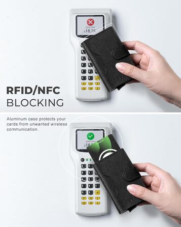 Чоловіче картхолдер VULKIT з RFID захистом, шкіряний, на 3 картки та віконце для ID, з магнітною застібкою, червоний (шкіра Litchi)