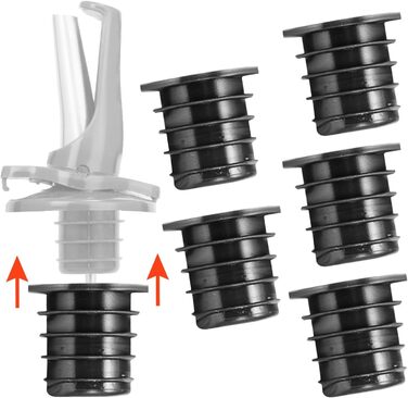 Виливники для спиртних напоїв та оливкової олії: набір з 2 шт. з адаптерами (6 шт.) | Нержавіюча сталь, чорний колір, для посудомийної машини