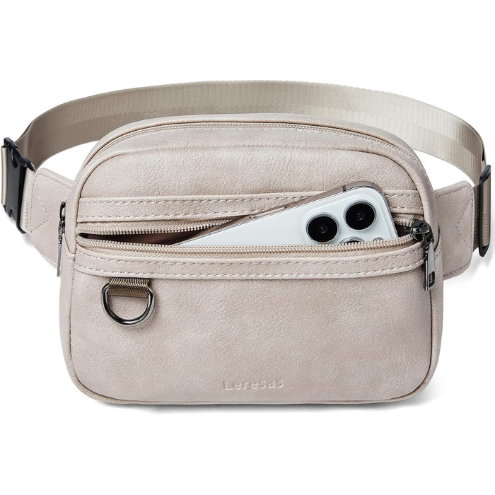 Сумка на пояс для жінок та чоловіків, 2 л, веганська шкіра, коричнева, 8 дюймів, модна, для подорожей, хайкінгу, бігу.