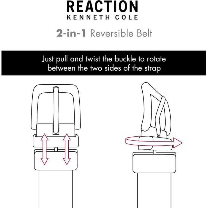 Чоловічий реверсивний шкіряний ремінь Kenneth Cole REACTION чорного та коричневого кольорів