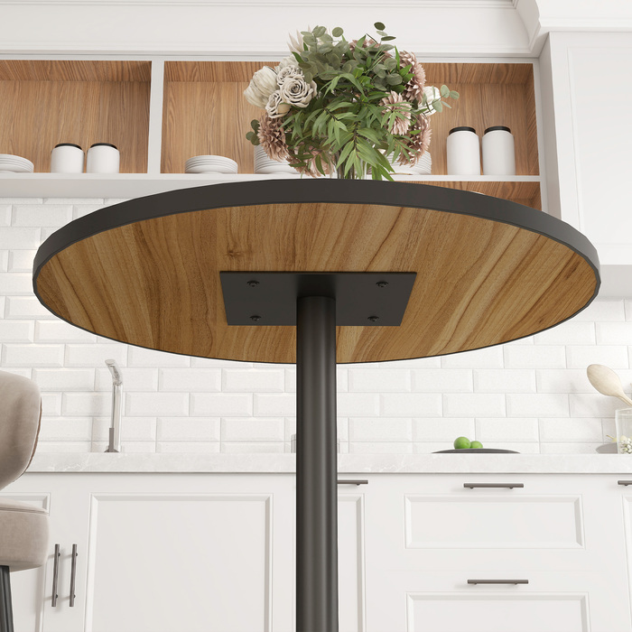 HOMCOM Dining Table, Round Kitchen Table, Modern Dining Table with Wood-Look Top for 4 People, Coffee Table for Living Room, Ø70 x 76 cm, Oak | Aosom
