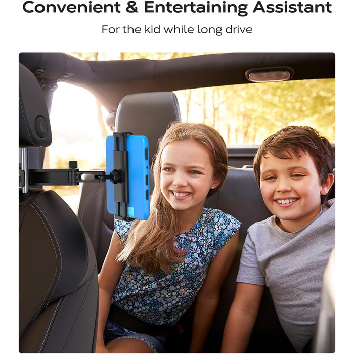 Утримувач для планшета в авто, універсальний, висувний, для Galaxy, Huawei, Switch, чорний