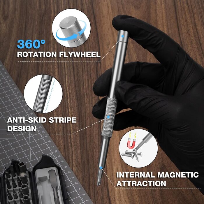 Набір міні-електричного шуруповерта SHALL 127 шт. з бітами S2 (120 шт.) для ремонту електроніки (iPhone, ноутбук, окуляри)