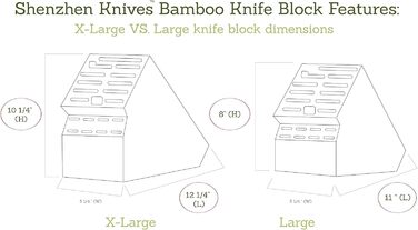 Універсальний бамбуковий блок для ножів Shenzhen Knives XL на 20 широких слотів – органайзер для зберігання кухонних ножів без ножів