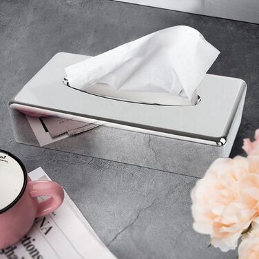 Discoball Tissue Box Holder Rectangular Tissue Box Cover Mirror Tissue Holder Stand Bathroom Tissue Organizer Stand for Home, Office, and Car (Silver)