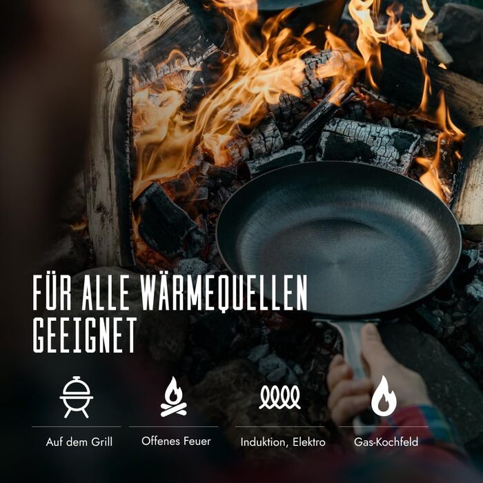 Чавунна сковорода-гриль SKOTTSBERG 28x28 см, з антипригарним покриттям (без PFAS), для індукції, газу, електроплити, духовки та гриля