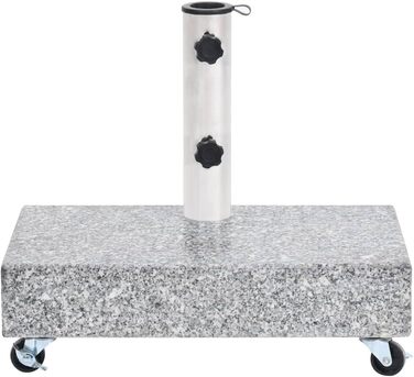 vidaXL Umbrella Stand with Wheels - Parasol Stand - Umbrella Holder - Umbrella Stand - Foot - Terrace - Garden - Light Grey - 45x25x8.3cm - Granite