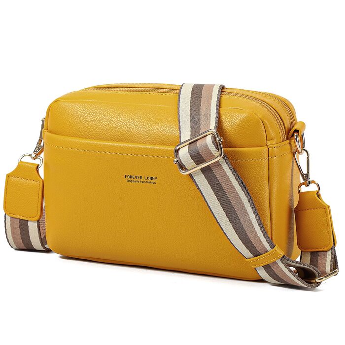 Жовта сумка-кросбоді Leder Umhängetasche для жінок з широким ременем, міні-сумка через плече
