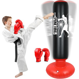 Дитячий боксерський мішок Qoosea, 160 см, надувний, з боксерськими рукавичками, для карате, кікбоксингу, таеквондо, MMA, подарунок для хлопчиків та дівчаток 3-12 років