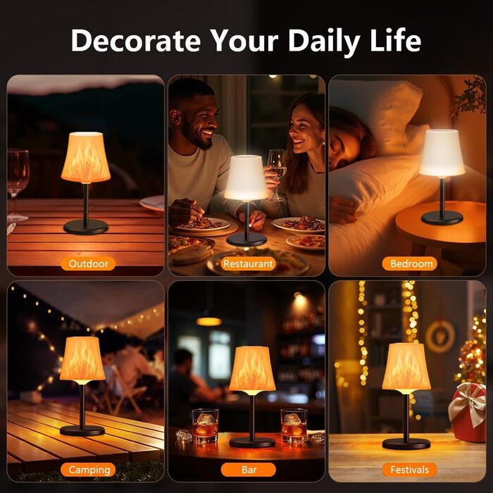 Настільна лампа LED акумуляторна бездротова 2 шт, димується, RGB, сенсорна, водонепроникна IP54 для спальні, вітальні, балкону