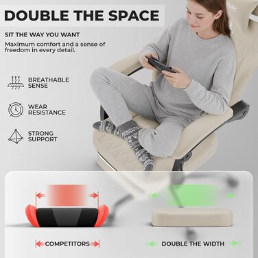 Ігрове крісло Ergonomic Gaming Chair для дітей, підлітків та дорослих, ергономічний комп'ютерний стілець з регулюванням висоти та нахилу спинки, чорно-бежеве