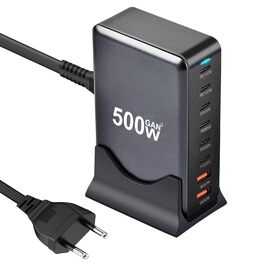 Зарядний пристрій USB C 500W, 8 портів: швидка зарядка USB-C/USB-A, PD PPS 100W для MacBook, iPad, Samsung та інших пристроїв