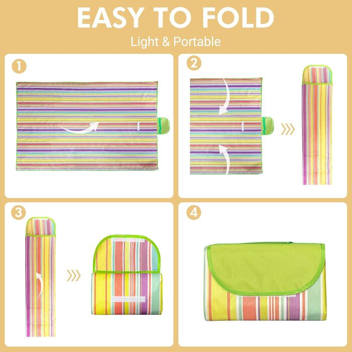 Водонепроникний килимок для пікніка Hozelin, великий, складаний, для пляжу, кемпінгу, відпочинку на траві, походів та подорожей (152,4 x 203,2 см, блакитний)