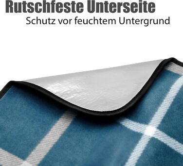 Плед для пікніка BigDean 200x200 см водонепроникний, клітинка блакитна - великий плед для пляжу, саду, парку