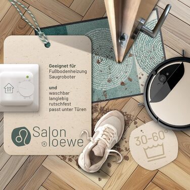 Килимок для входу Salonloewe Nestor 50x75 см, зелений, миючийся, прямокутний