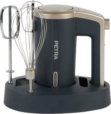 Ручний міксер Petra 300W з 5 швидкостями, турбо-функцією та аксесуарами, срібний