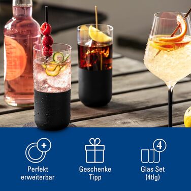 Villeroy & Boch Rock Blanc Long Drink Glasses Set - 4 Piece Cocktail & Mocktail Glasses - 300ml Crystal Glass - Matte White Slate Look