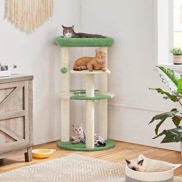 Yaheetech Cat Tree, Ocean Design Cat Tree, Cat Scratching Post, with Platform Space Capsule Sisal Posts, Stable Cat Climbing Tree, (Green/Beige)