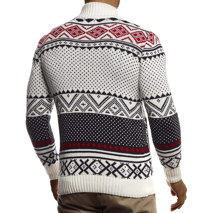 Чоловіча в'язана куртка Leif Nelson з коміром-стійкою, зимова куртка, тепла куртка для відпочинку, чоловіча куртка, норвезький стиль, грубий в'язок, Slim Fit, LN20759, S, Екру