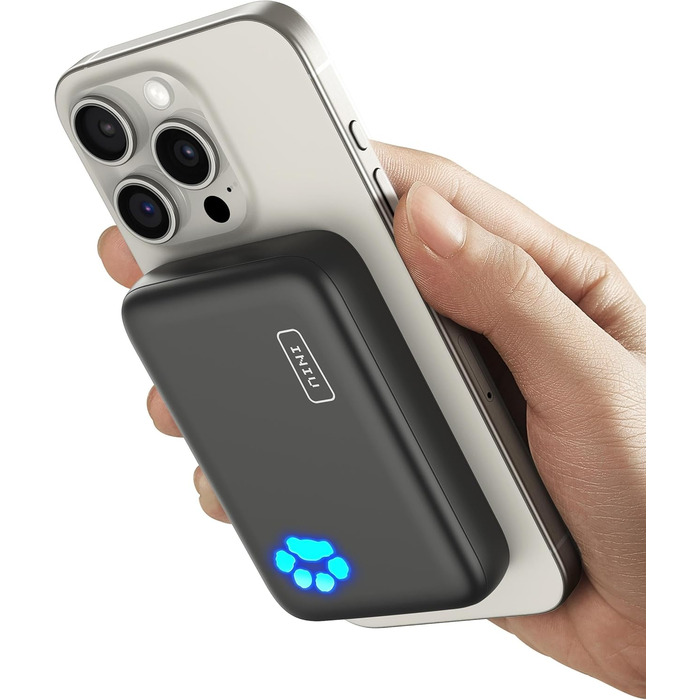 Магнітний повербанк сумісний з чохлом MagSafe, 10000mAh, бездротова швидка зарядка, USB-C вхід/вихід, зовнішній акумулятор для iPhone 15 14 13 12 Pro Max