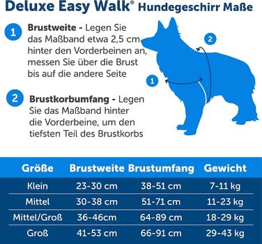 Шлейка PetSafe Easy Walk Deluxe для собак середнього та великого розміру, без натягу, з м'якою підкладкою, з поводом 1.8 м, океаново-блакитний/чорний колір