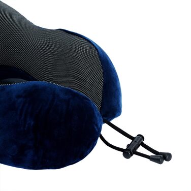 Подушка для шиї з піною Memory Foam, 360-градусна підтримка голови, комфортна та легка, ідеальна для подорожей (літак, авто, поїзд, автобус) та дому, з чохлом (Блакитна)