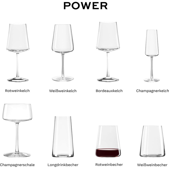 Stölzle Lausitz Red Wine Glasses Power 6-Piece Set 520ml – Modern Stemless Wine Glasses for Maximum Aroma Development – Flat Red Wine Glasses Made of Crystal Glass – Dishwasher & Shockproof, Made in Germany