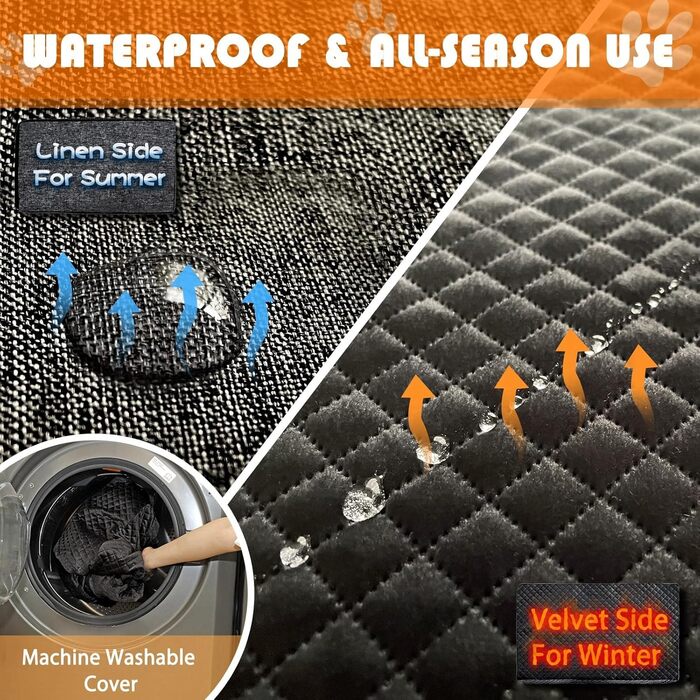 Підвищення для собак PALAMIL: для великих/середніх або 2 маленьких собак, водонепроникний автокрісло для собак з товстим матрацом та кишенями для зберігання (Чорний). Підвищення для великих собак.