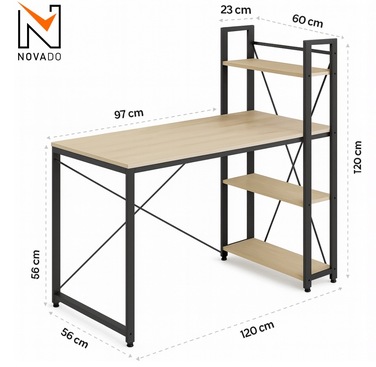 Прямокутний письмовий стіл NOVADO 120 x 60 x 120 см, дуб, горіх