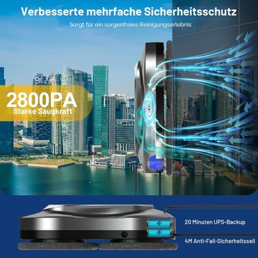 Робот для миття вікон Intelligenter Fensterputzroboter Yw160sa сірий з дистанційним керуванням та додатковим розпилювачем води (12 серветок)