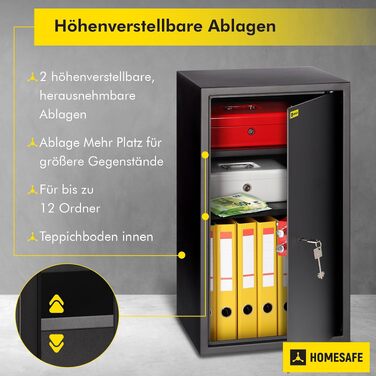 Сейф Homesafe HV15K з ключовим замком, металевий, Carbon Satin Чорний (70x40x36 см)