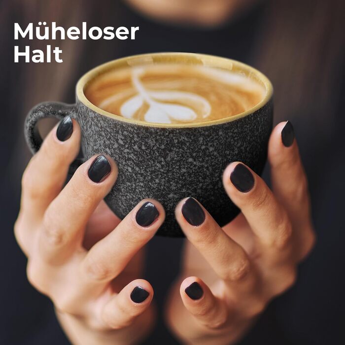 MIAMI - Set of 6, 80 ml, stackable espresso cups made of ceramic with saucers and metal stand, espresso cups, mocha cups, coffee cups for espresso, latte - Las Palmitas Collection