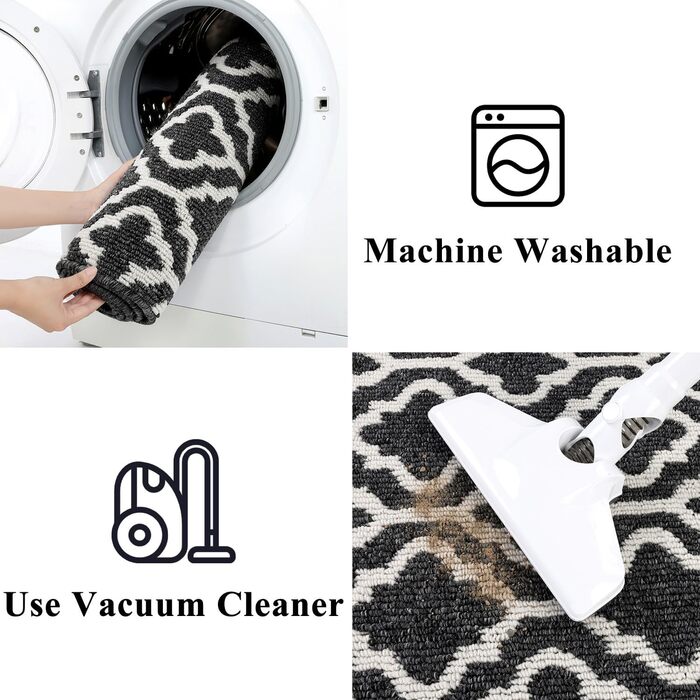 Придверний килимок SHACOS протибрудовий, протиковзкий, 60x240 см, чорний — для входу, коридору, тераси та саду, можна прати