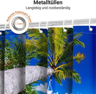 Штора для ванної кімнати 180x200 см, антигрибкова, водовідштовхувальна, з поліестеру, з кільцями (220x180 см)