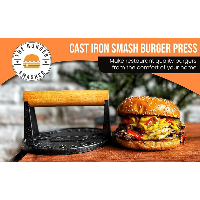 Прес для котлет Burger Smasher™ з чавуну для приготування соковитих смажених бургерів | Прес для смаження бургерів, вага для приготування м'яса